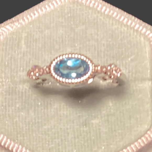 Artisan made 925 silver ring with Swiss blue Topaz - Picture 4 of 4